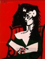 Woman with a mantilla on a red background I 1959 Pablo Picasso
